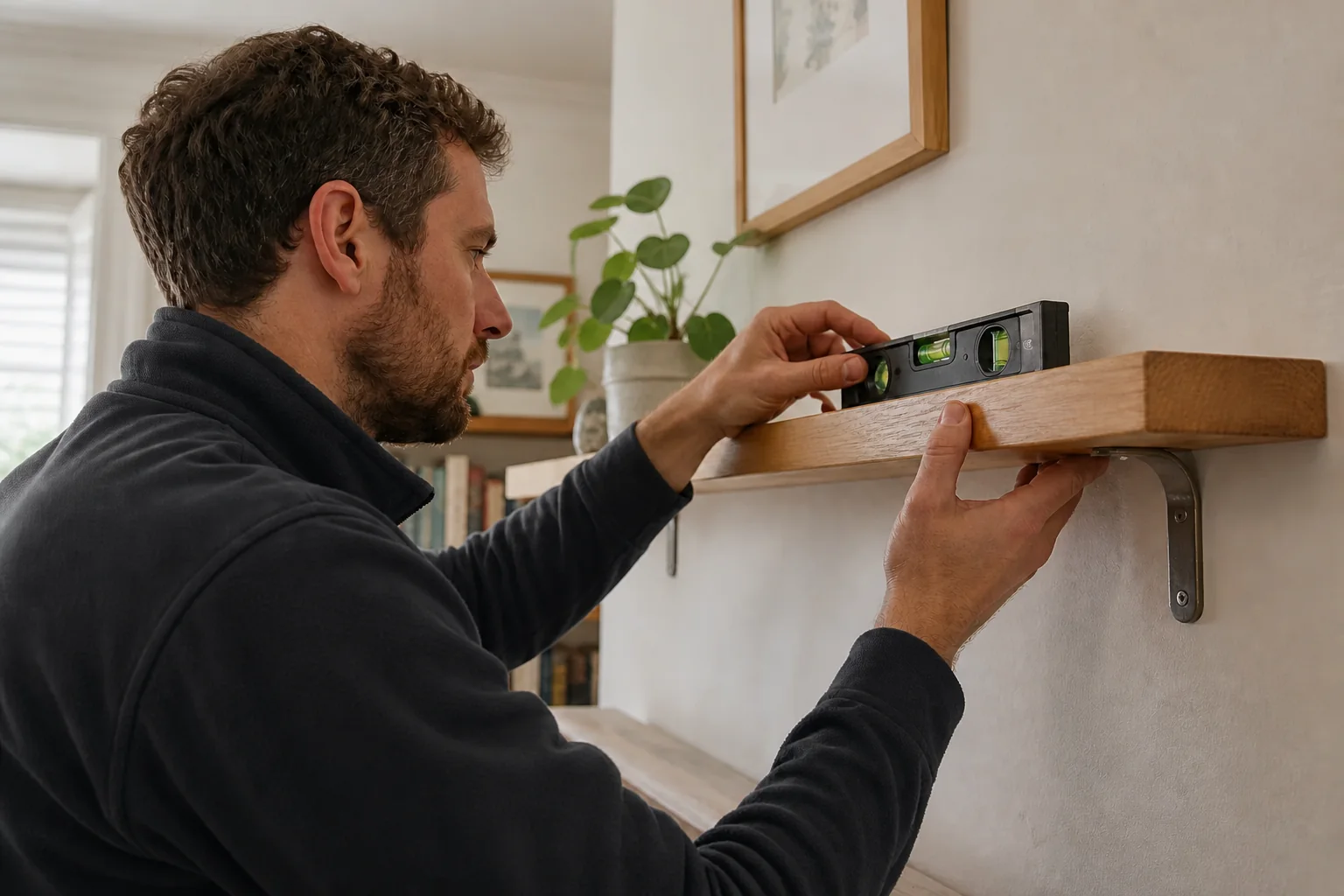 Careful shelf fitting and carpentry work in a home