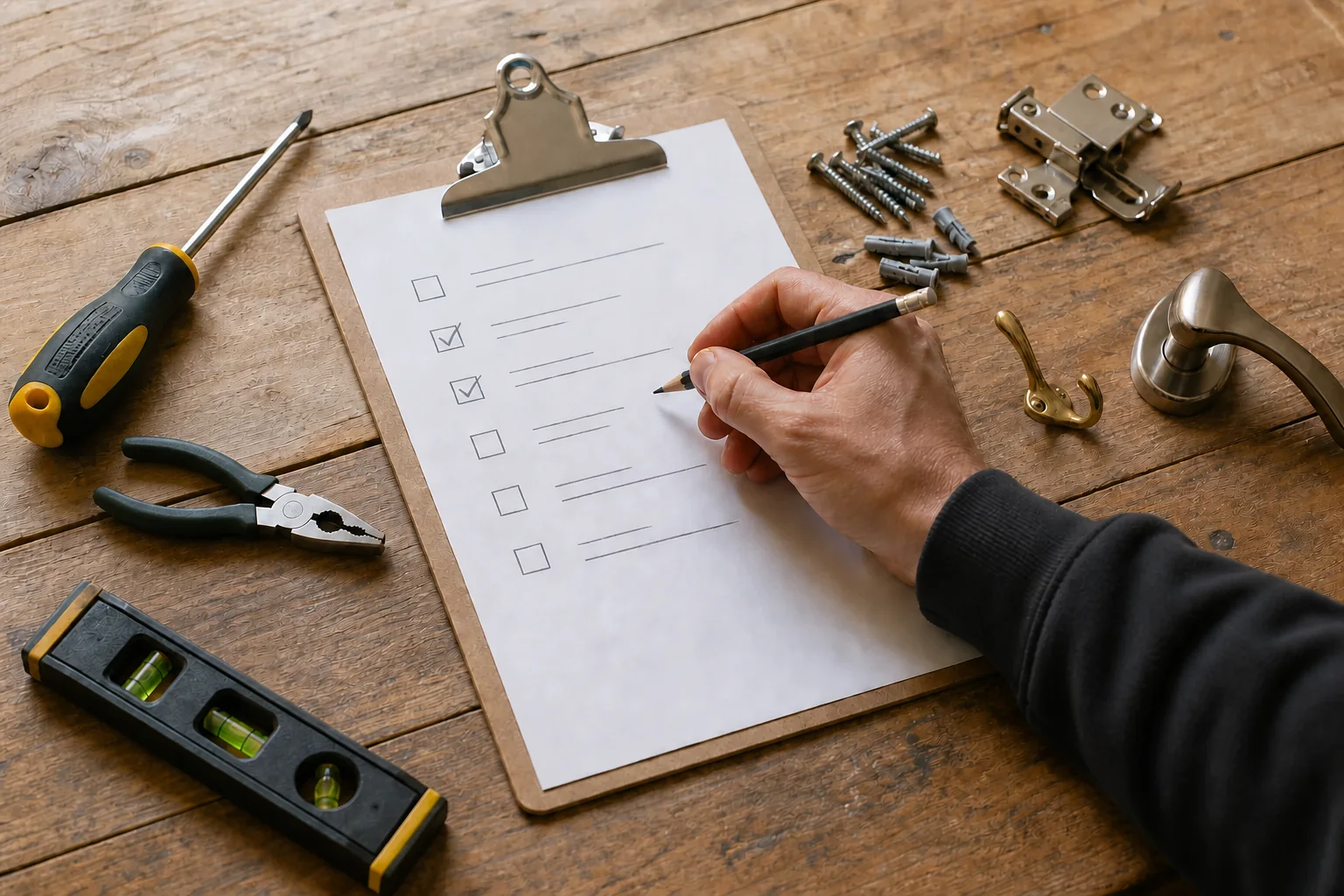 A practical household maintenance list with tools and small fittings